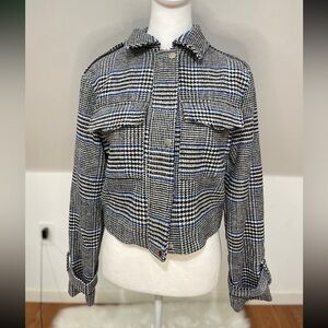 ME JANE Designed in New York Black Check Waist
Length Jacket